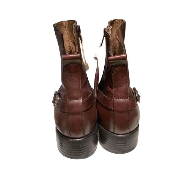 Wonders Fly Leather Chelsea Boot Ankle Height Brown Buckle Block Heel Wmn 41/10 - Picture 7 of 12